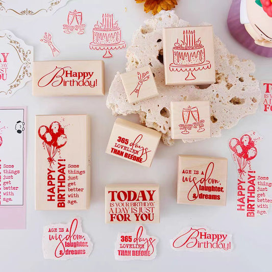 Wooden stamp (Birthday theme)