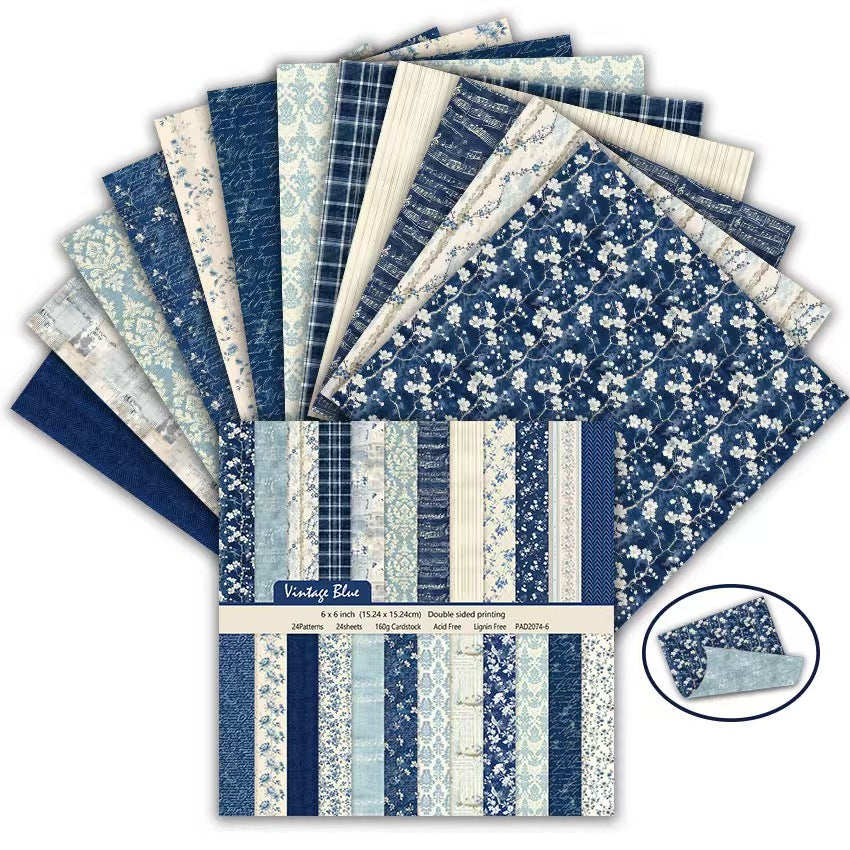 6 Inch Double Sided Vintage Scrapbook Paper Pack, Retro Junk Journal Paper (24 sheets/pack)