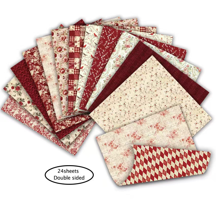 6 Inch Double Sided Vintage Scrapbook Paper Pack, Retro Junk Journal Paper (24 sheets/pack)