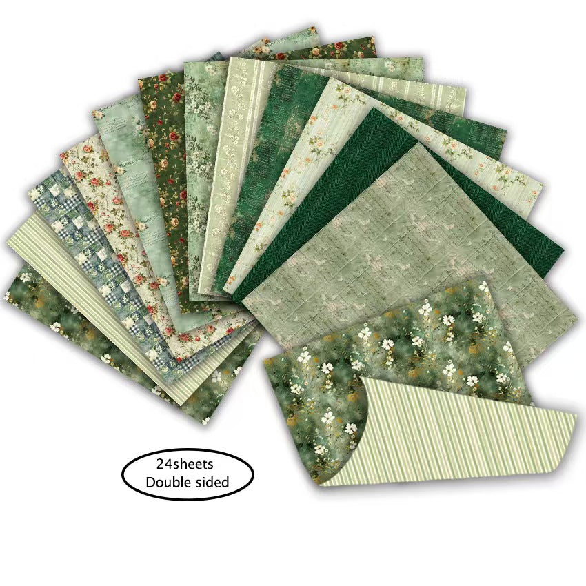 6 Inch Double Sided Vintage Scrapbook Paper Pack, Retro Junk Journal Paper (24 sheets/pack)