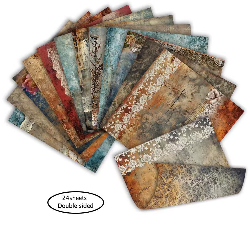 6 Inch Double Sided Vintage Scrapbook Paper Pack, Retro Junk Journal Paper (24 sheets/pack)