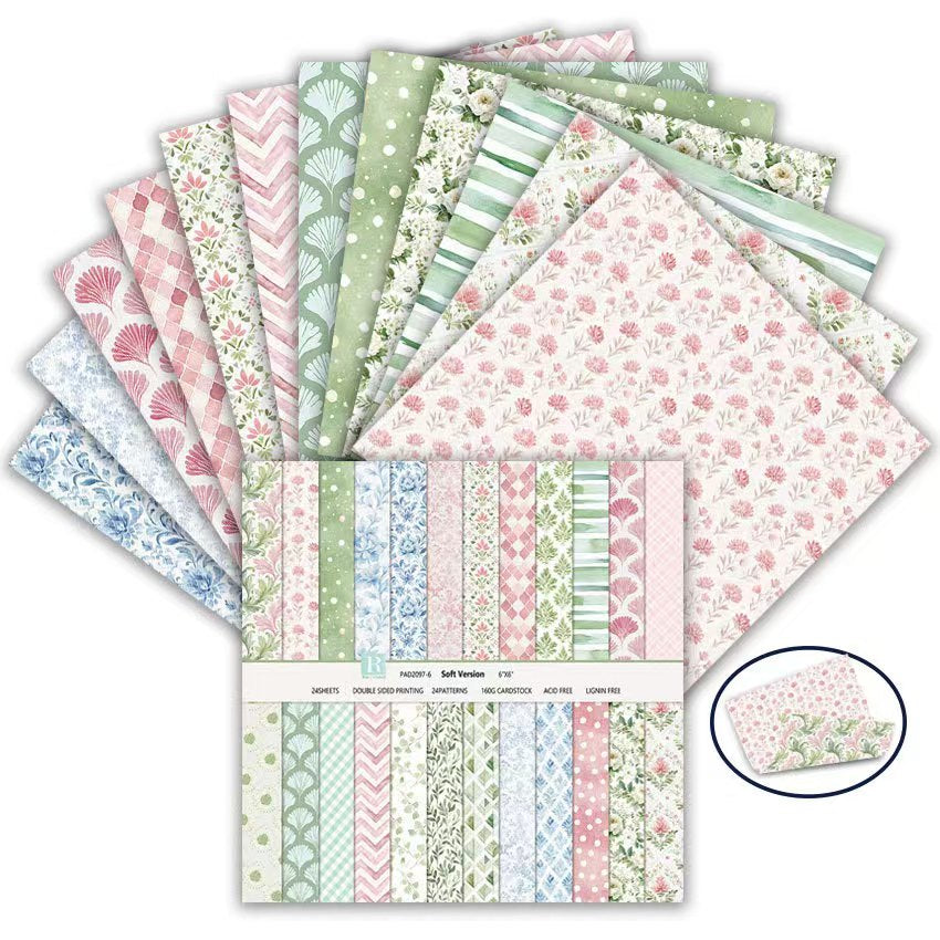 6 Inch Double Sided Vintage Scrapbook Paper Pack, Retro Junk Journal Paper (24 sheets/pack)