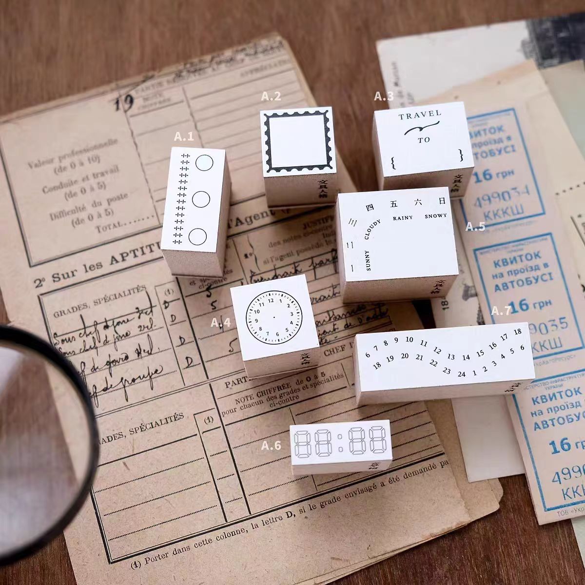 Wooden stamp (Timeli & Transpor)