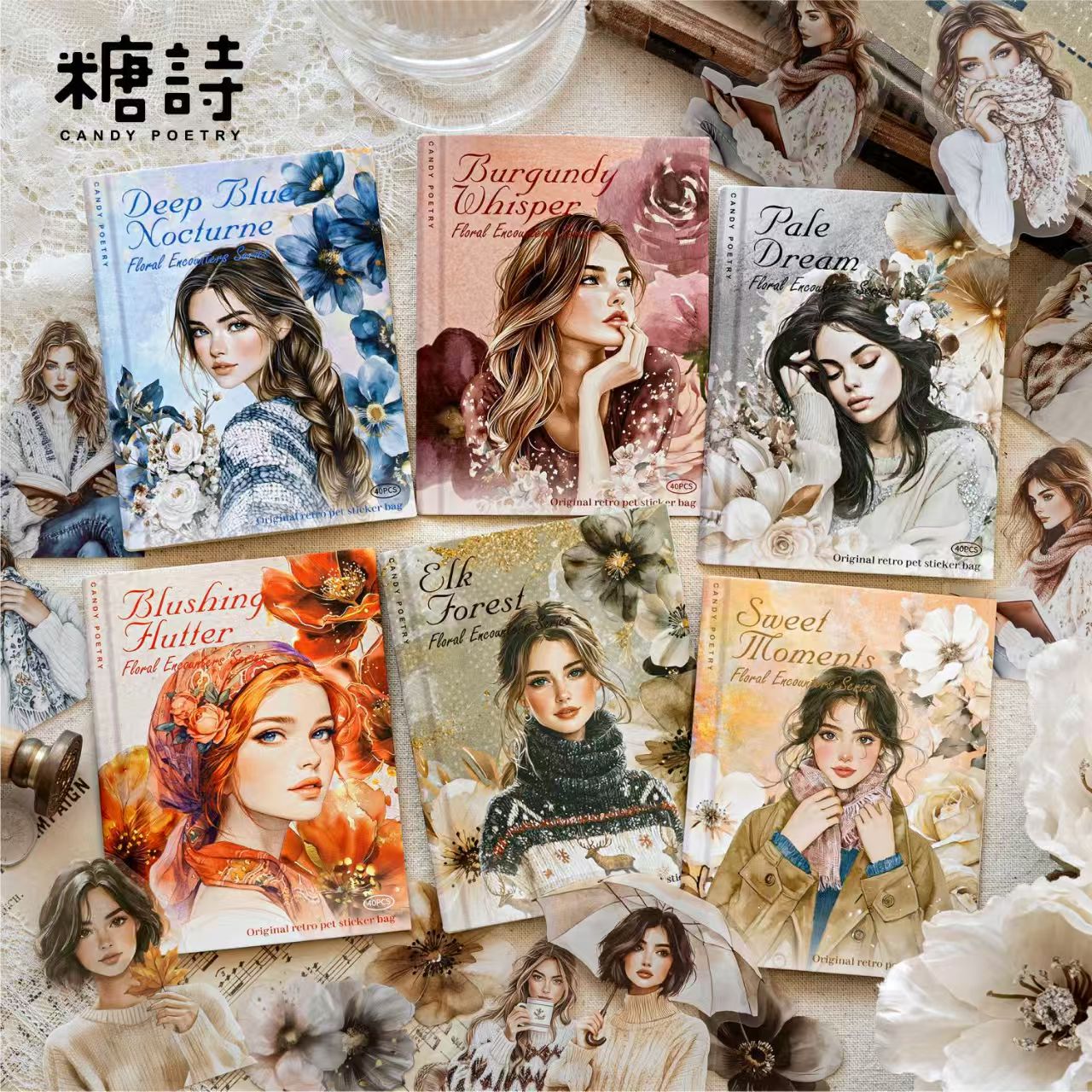 Journal PET sticker packs (Flower and character) 40pcs/pack
