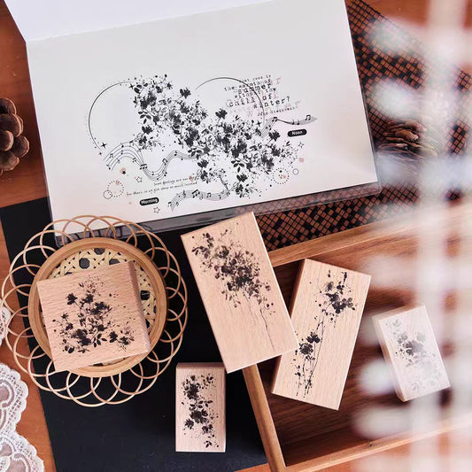Journal retro flower wooden stamp