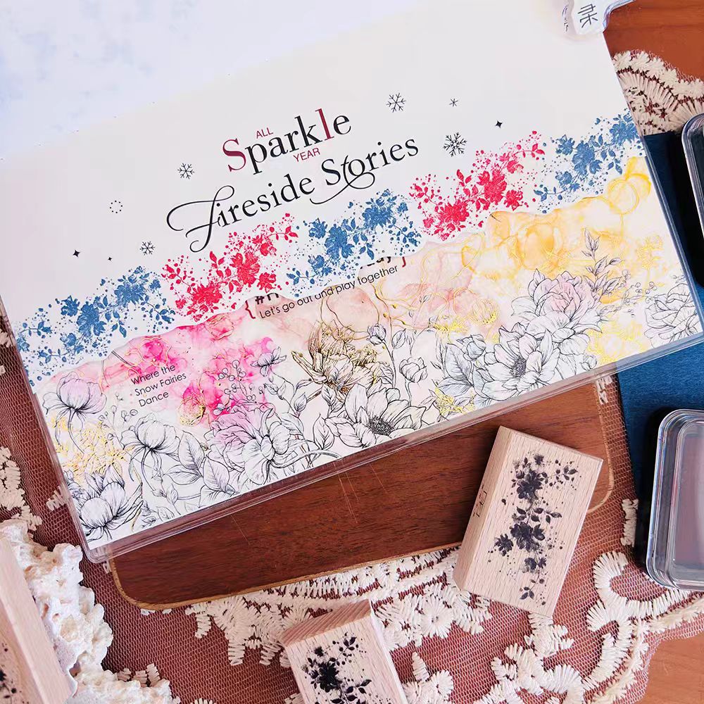 Journal retro flower wooden stamp