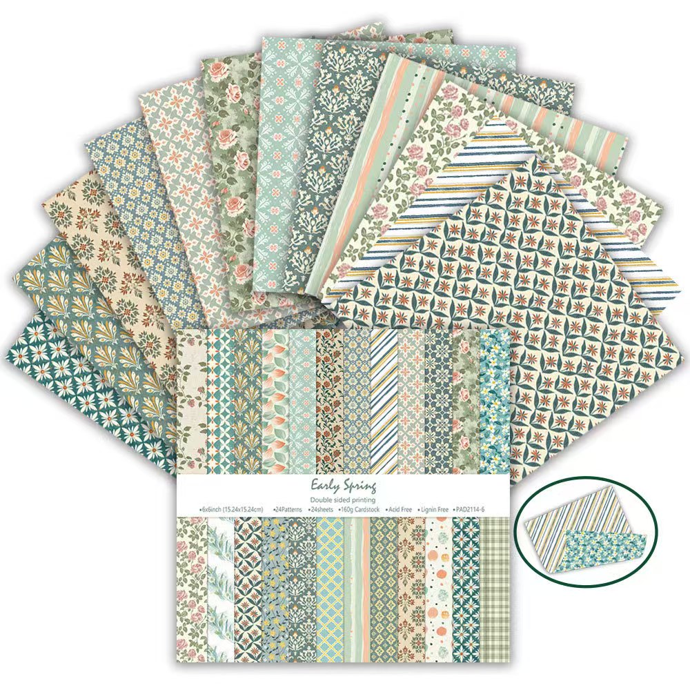 6 Inch Double Sided Vintage Scrapbook Paper Pack, Retro Junk Journal Paper (24 sheets/pack)