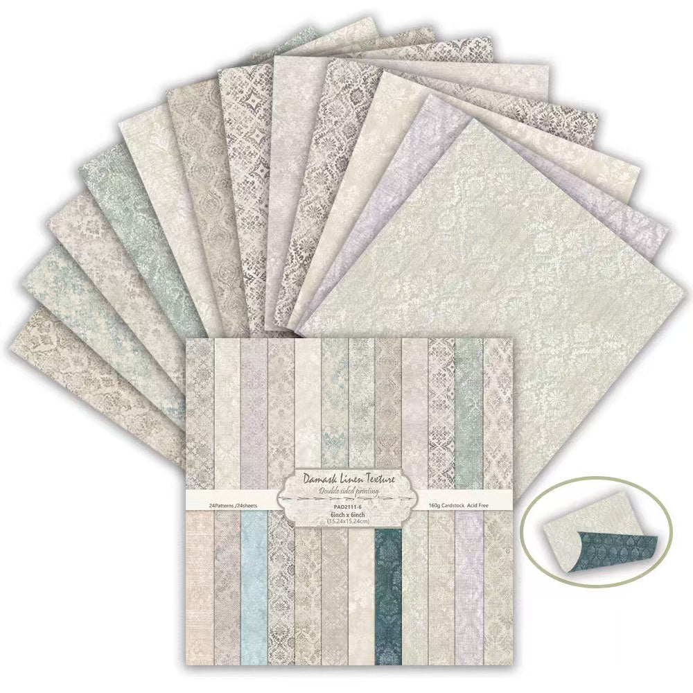 6 Inch Double Sided Vintage Scrapbook Paper Pack, Retro Junk Journal Paper (24 sheets/pack)