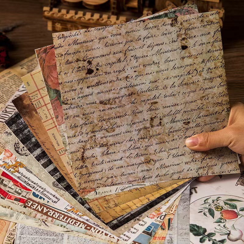 20 Sheets/pack Vintage Junk Journal Paper Pack, Retro Scrapbook Background Paper for DIY Craft & Card Making