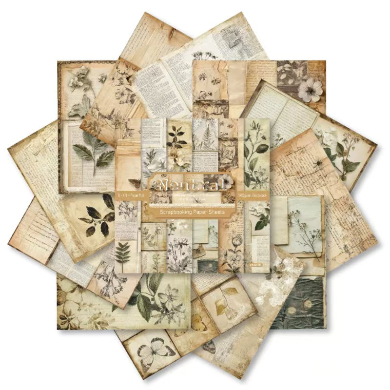 24 Sheets 6 Inch Aesthetic Pattern Paper Retro Material Paper For Scrapbooking Junk Journal Planner Supplies (24 sheets/pack)