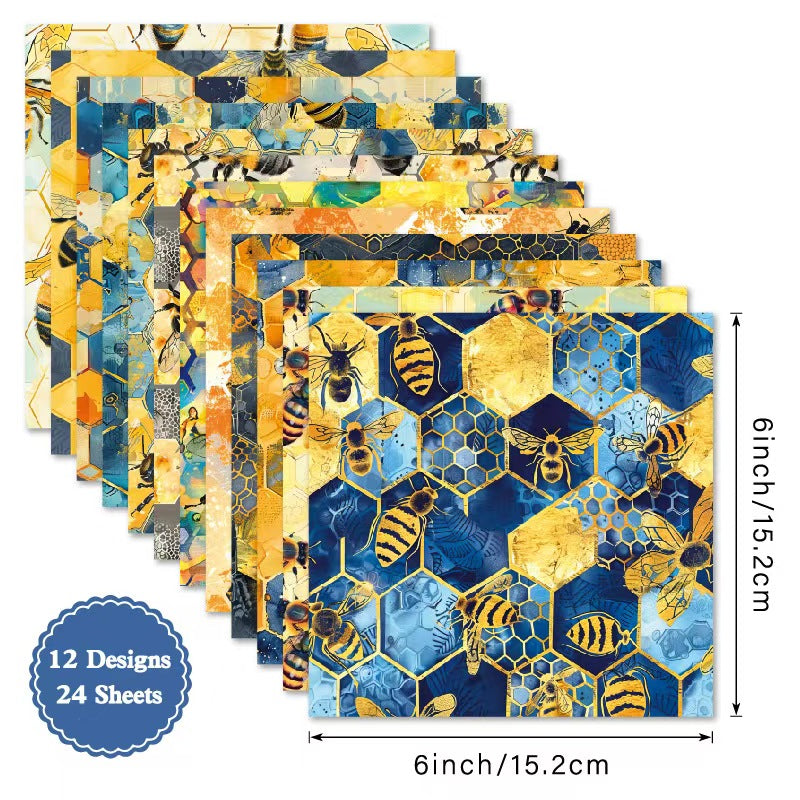 24 Sheets 6 Inch Aesthetic Pattern Paper Retro Material Paper For Scrapbooking Junk Journal Planner Supplies (24 sheets/pack)