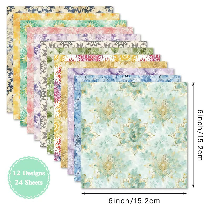 24 Sheets 6 Inch Aesthetic Pattern Paper Retro Material Paper For Scrapbooking Junk Journal Planner Supplies (24 sheets/pack)