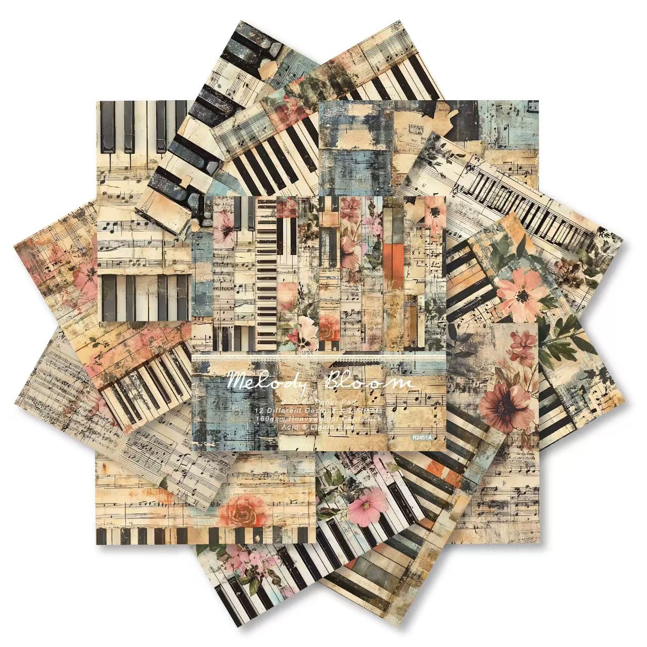 24 Sheets 6 Inch Aesthetic Pattern Paper Retro Material Paper For Scrapbooking Junk Journal Planner Supplies (24 sheets/pack)