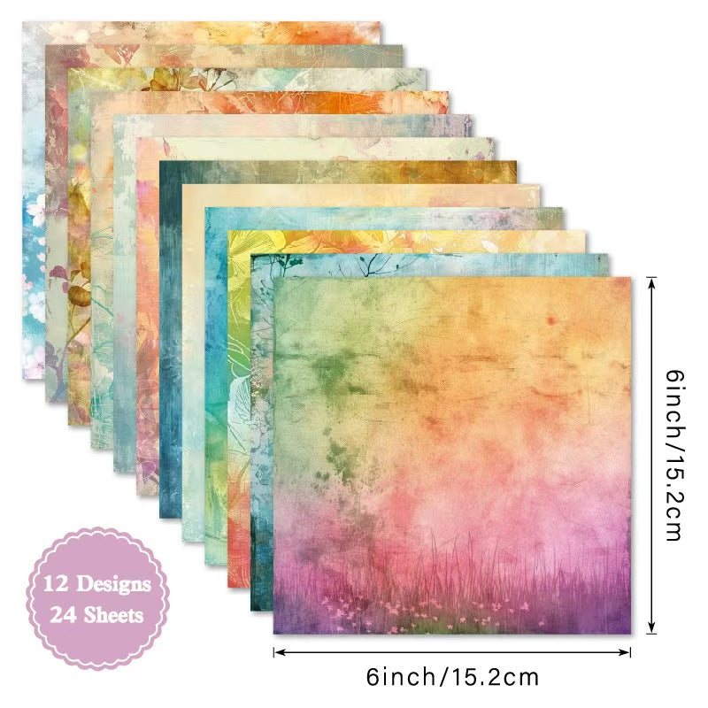 24 Sheets 6 Inch Aesthetic Pattern Paper Retro Material Paper For Scrapbooking Junk Journal Planner Supplies (24 sheets/pack)