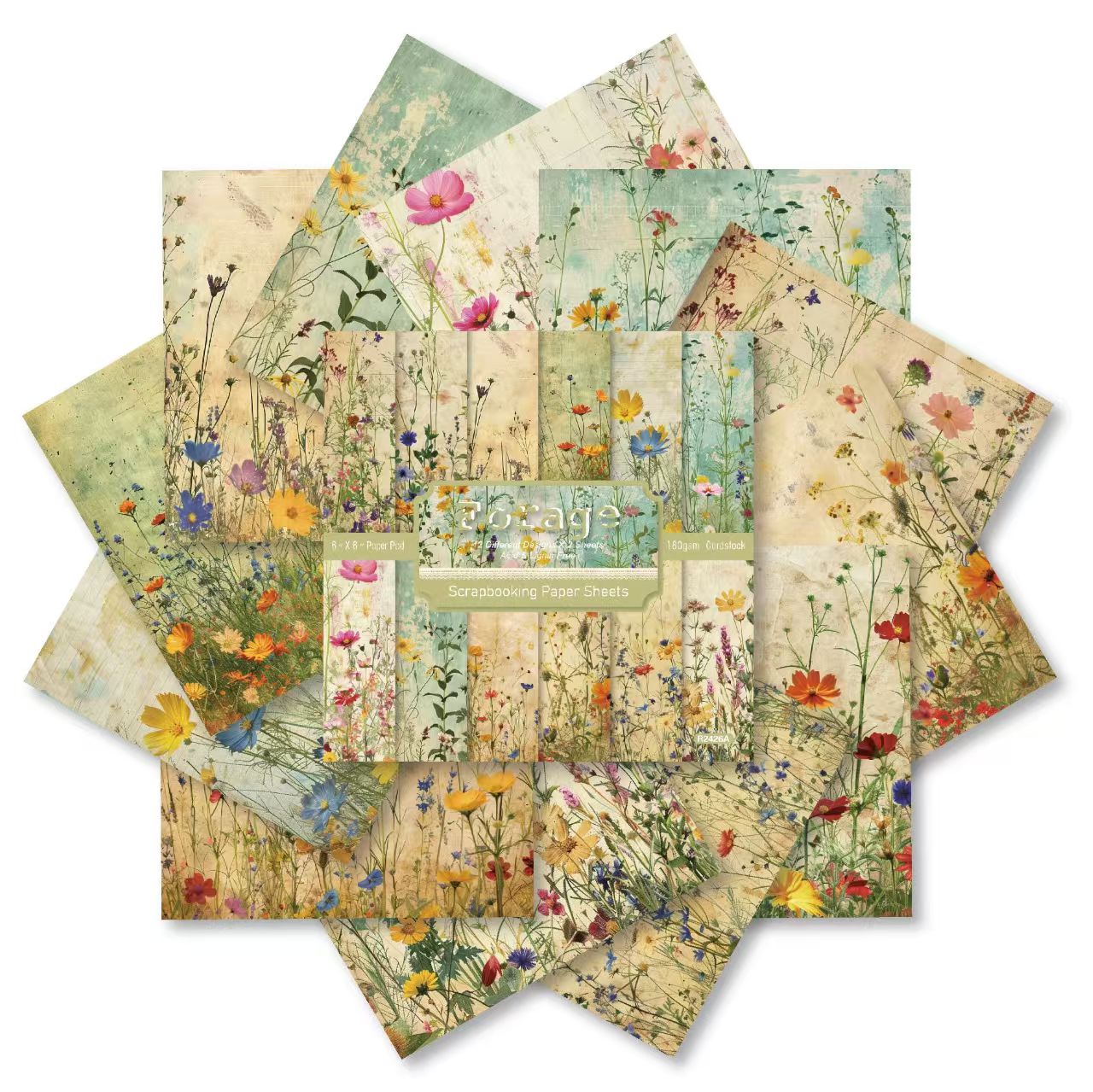 24 Sheets 6 Inch Aesthetic Pattern Paper Retro Material Paper For Scrapbooking Junk Journal Planner Supplies (24 sheets/pack)