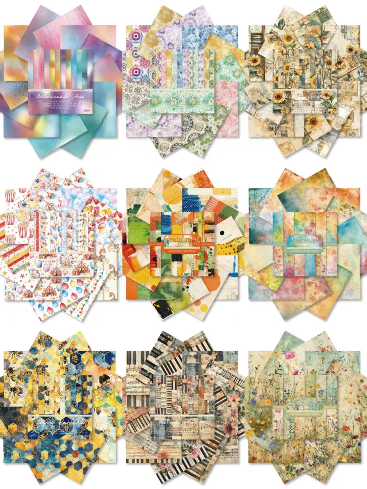 24 Sheets 6 Inch Aesthetic Pattern Paper Retro Material Paper For Scrapbooking Junk Journal Planner Supplies (24 sheets/pack)