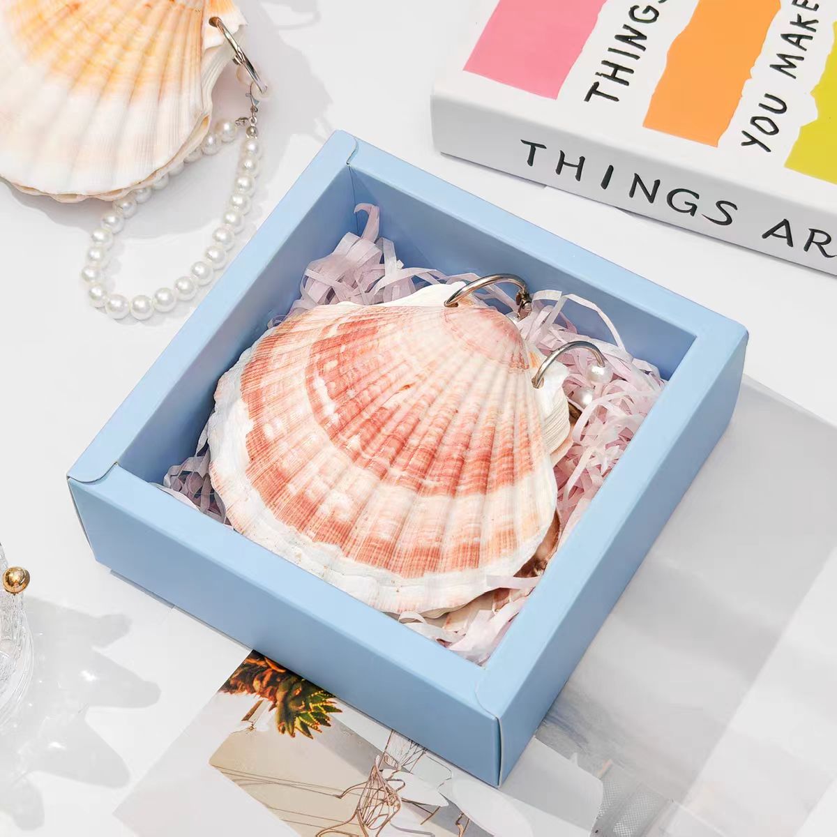Natural Shell Loose Leaf Notebook | DIY Handmade Blank Memo Pad Ins Style Journal (30 sheets)
