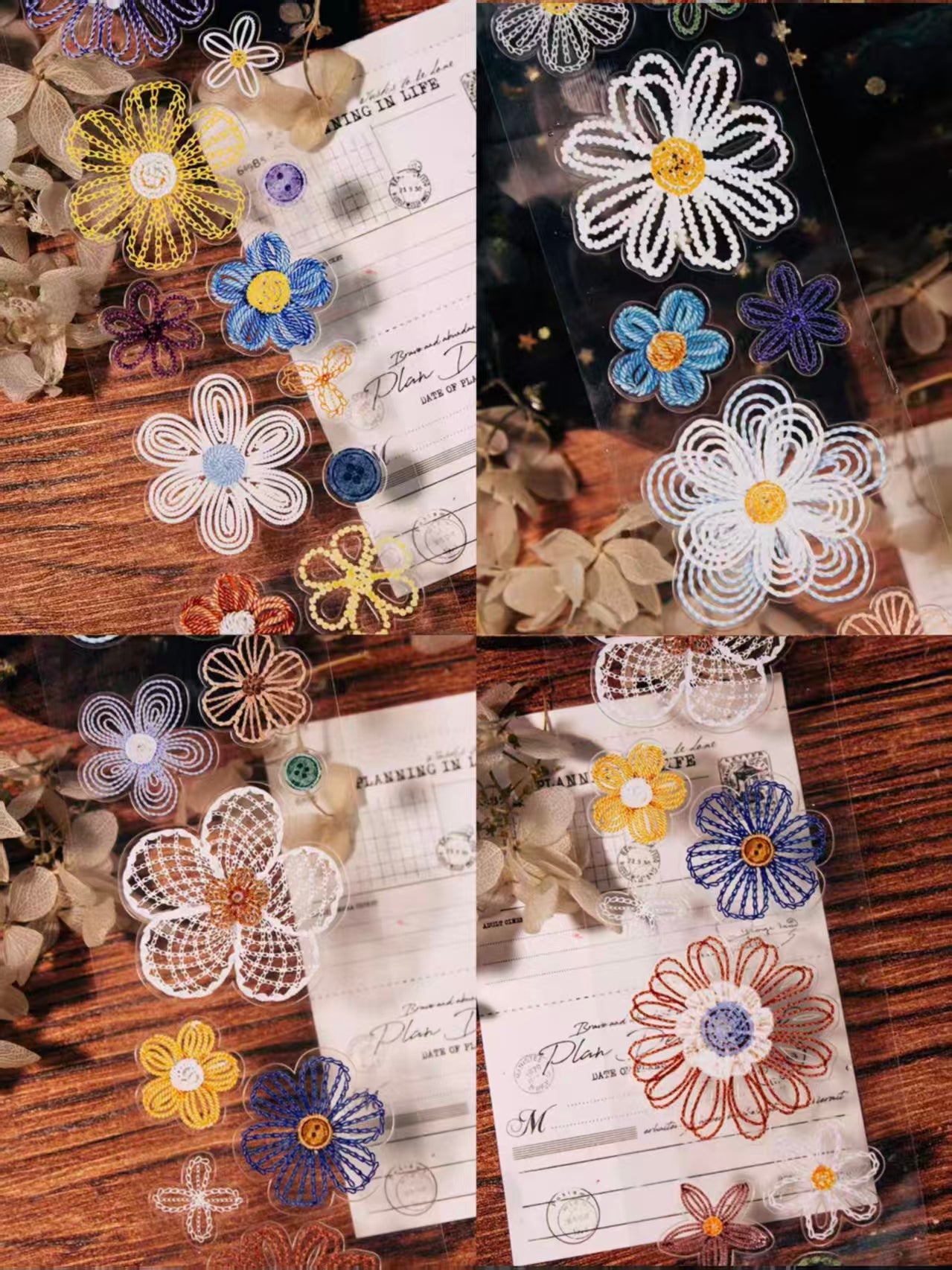 INS Style Pastel Flower Pre-Cut PET/ Washi Tape, Decorative Adhesive Tape for Scrapbooking, Bullet Journal, DIY Craft & Gift Wrapping