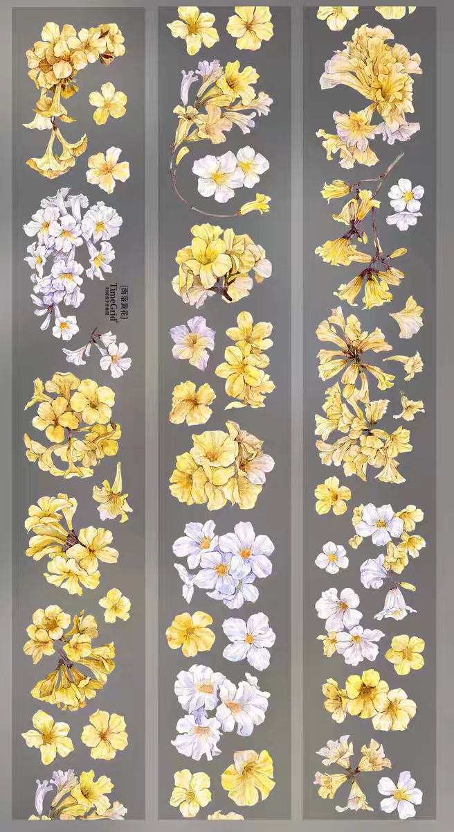 INS Style Pastel Flower Pre-Cut PET/ Washi Tape, Decorative Adhesive Tape for Scrapbooking, Bullet Journal, DIY Craft & Gift Wrapping