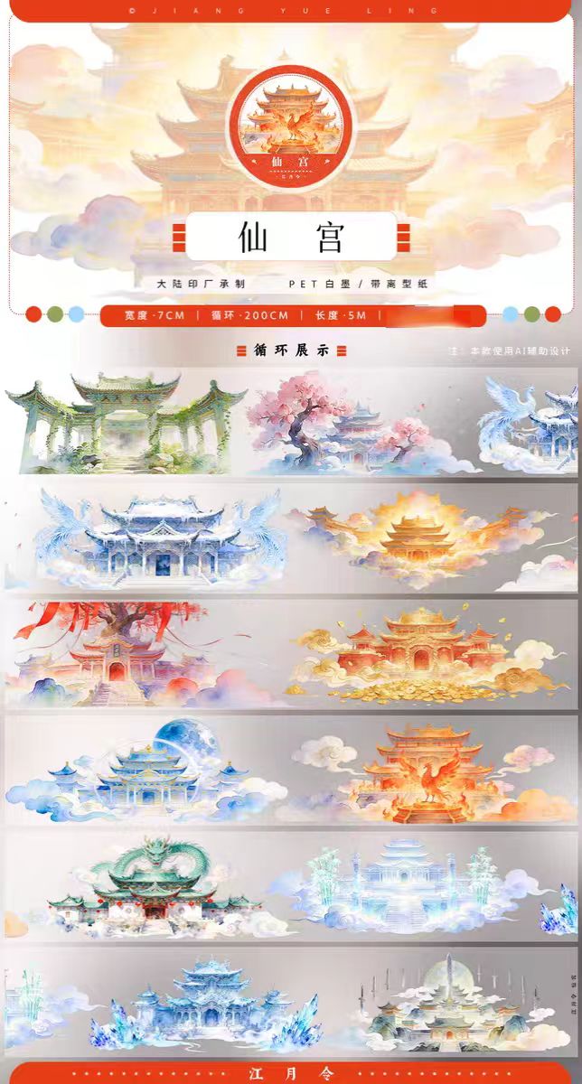 Nature Scenery Tape Landscape PET Tape for Journaling Scrapbooking DIY Craft (5m/roll)