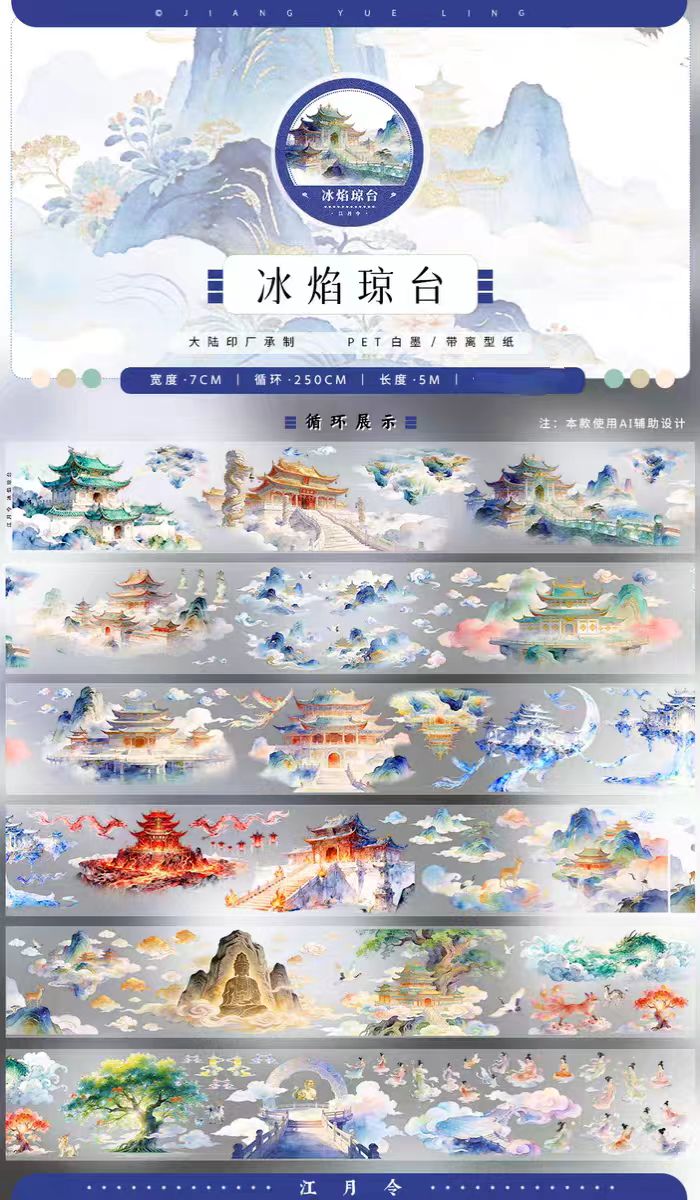 Nature Scenery Tape Landscape PET Tape for Journaling Scrapbooking DIY Craft (5m/roll)