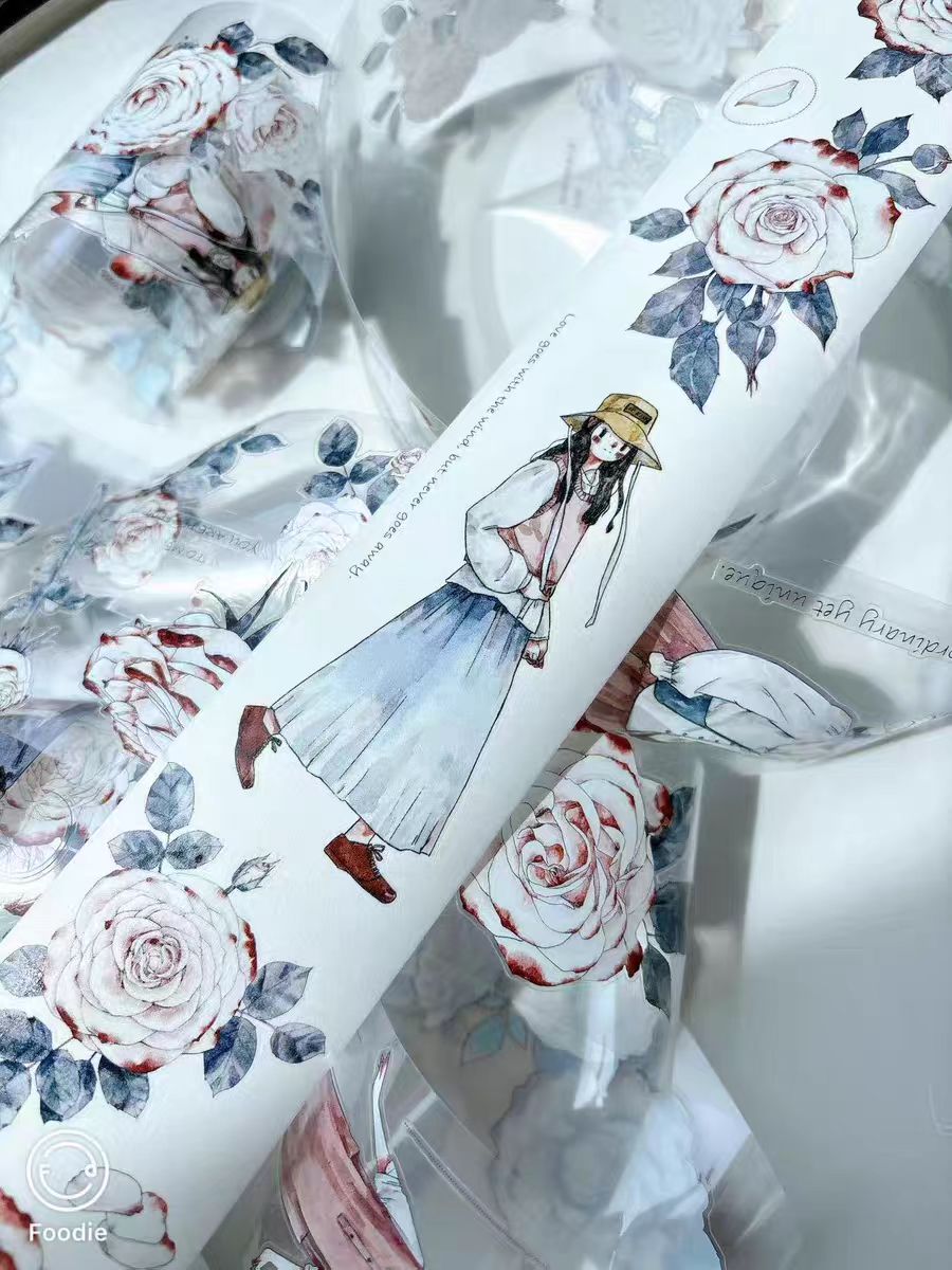 Floral & Character Washi/PET Tape for Journaling (10m/roll)