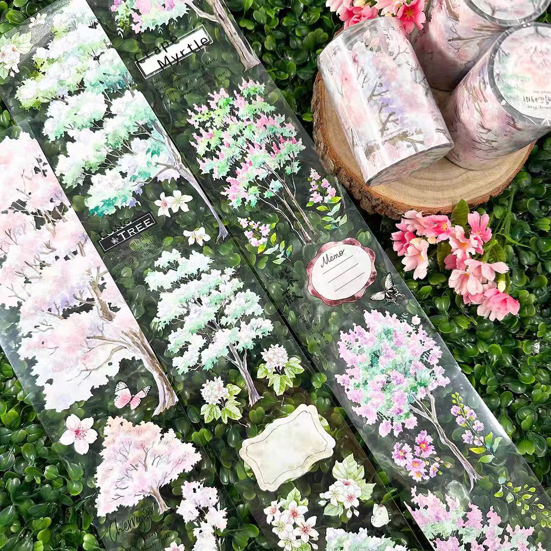 Tree Pattern Transparent PET Tape | Decorative Journal Tape for Scrapbooking & Planners
