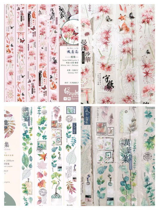  Plant Design Clear PET Decorative Tape | Aesthetic Journal Supplies (5cm*10m/roll)