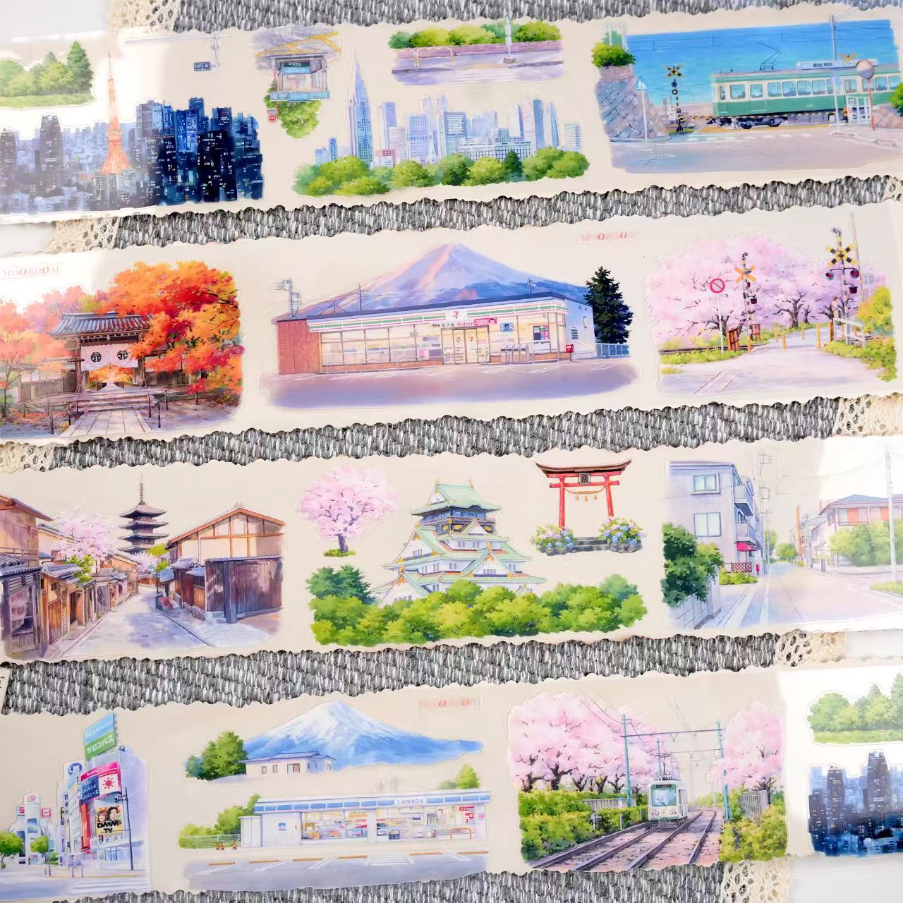 Cityscape PET Tape | Urban Architecture Decorative Tape for Journal Scrapbooking DIY