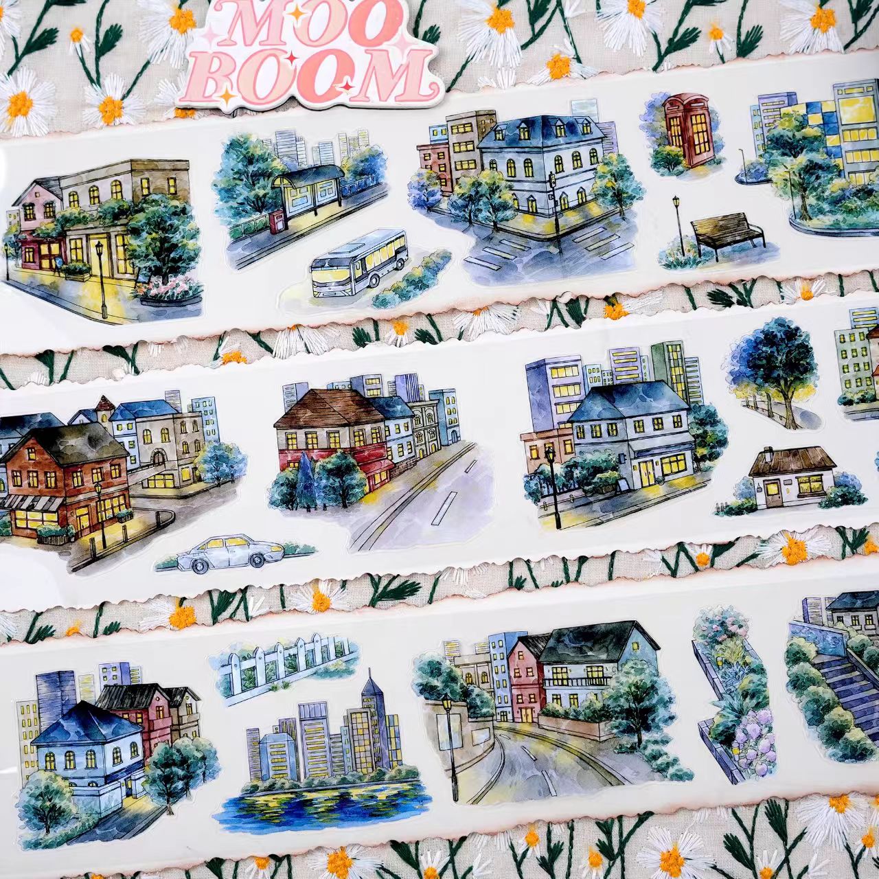 Cityscape PET Tape | Urban Architecture Decorative Tape for Journal Scrapbooking DIY