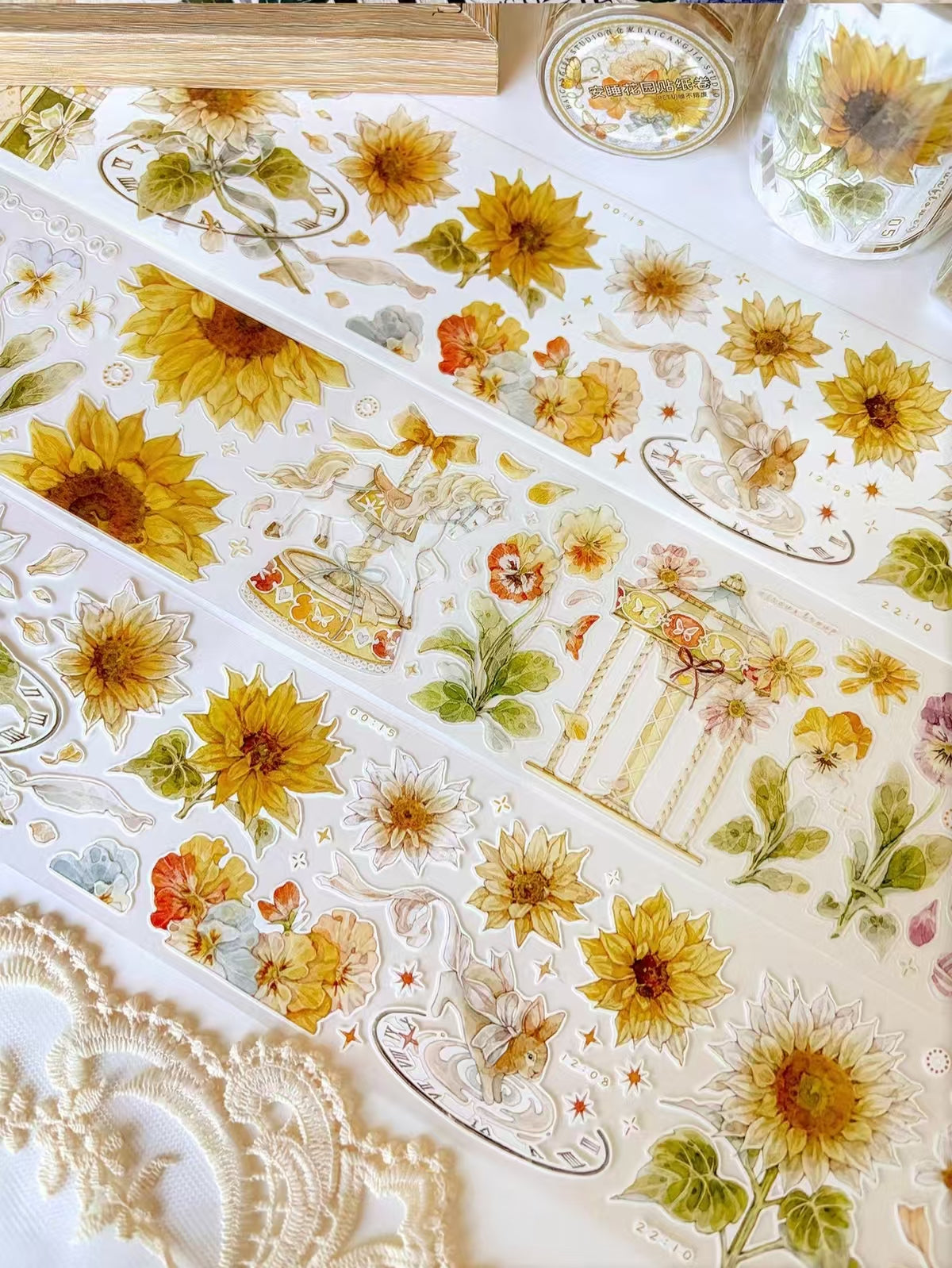 Die Cut Floral Washi/PET Tape, Plant & Flower Decorative Tape for Scrapbooking & Bullet Journal (6m/roll)