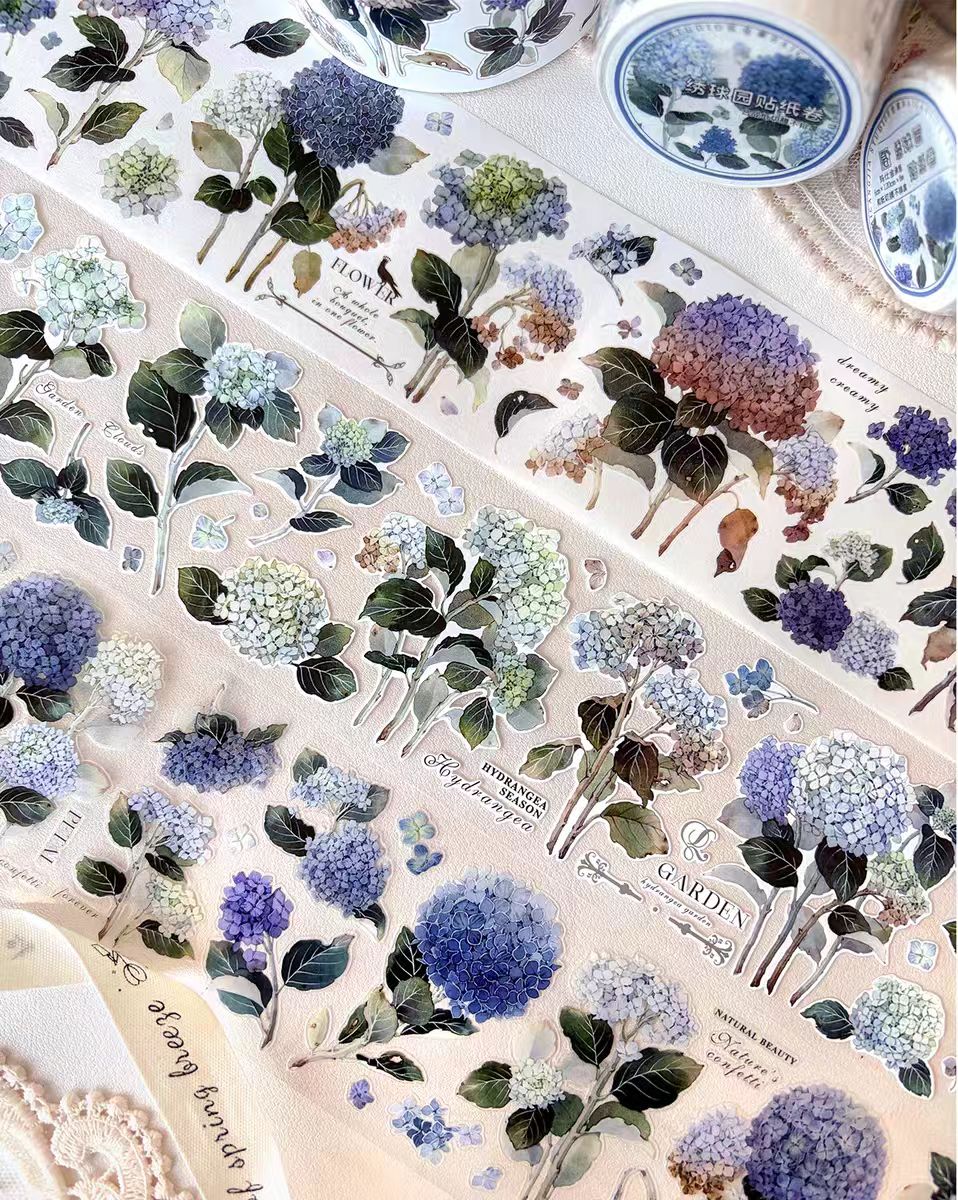 Die Cut Floral Washi/PET Tape, Plant & Flower Decorative Tape for Scrapbooking & Bullet Journal (6m/roll)
