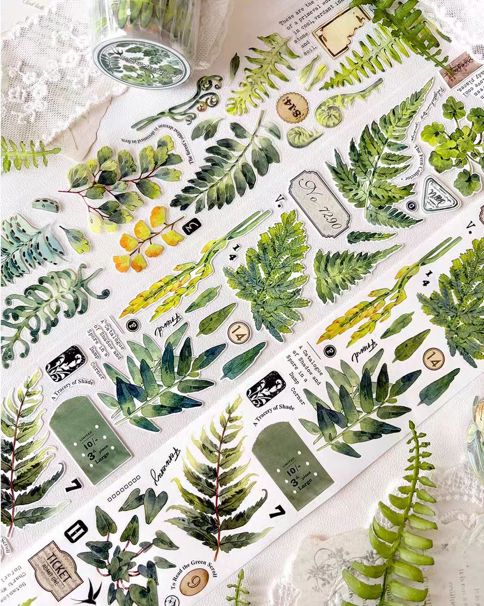 Die Cut Floral Washi/PET Tape, Plant & Flower Decorative Tape for Scrapbooking & Bullet Journal (6m/roll)