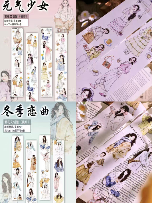 Lovely Girl Theme Washi Tape PET Tape DIY Journal Scrapbook Supplies (5m/roll)