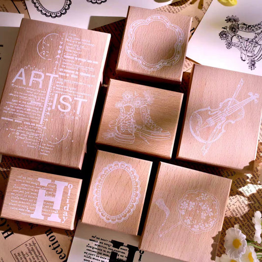 Vintage Wooden Rubber Stamp for DIY Craft & Journaling