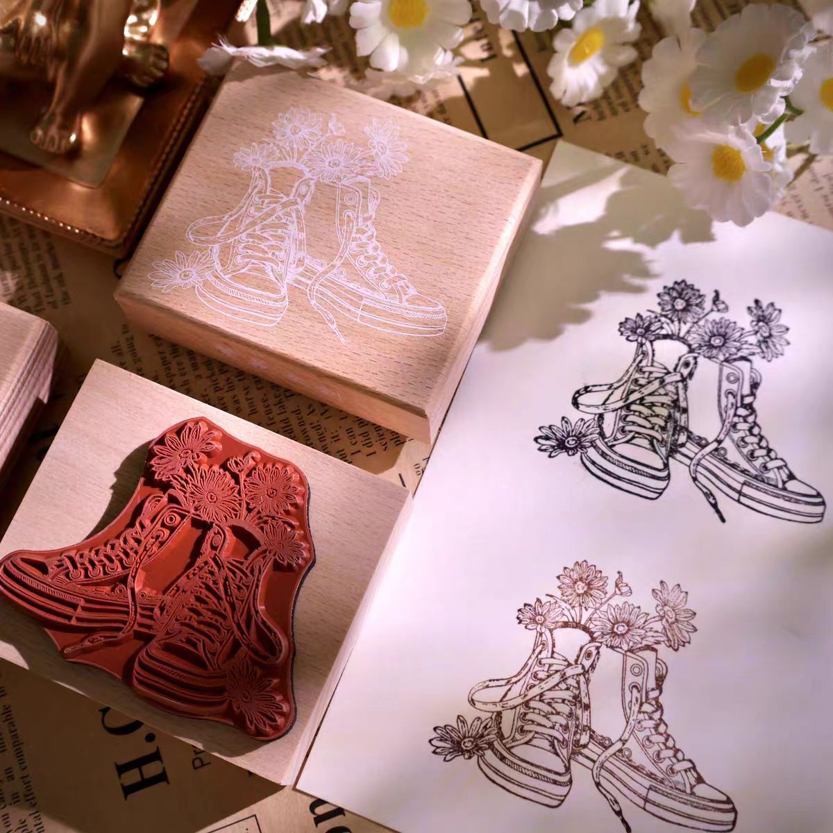 Vintage Wooden Rubber Stamp for DIY Craft & Journaling