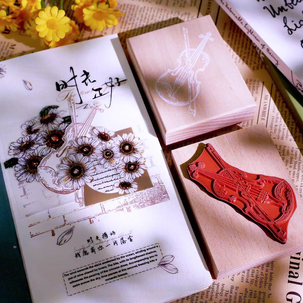 Vintage Wooden Rubber Stamp for DIY Craft & Journaling