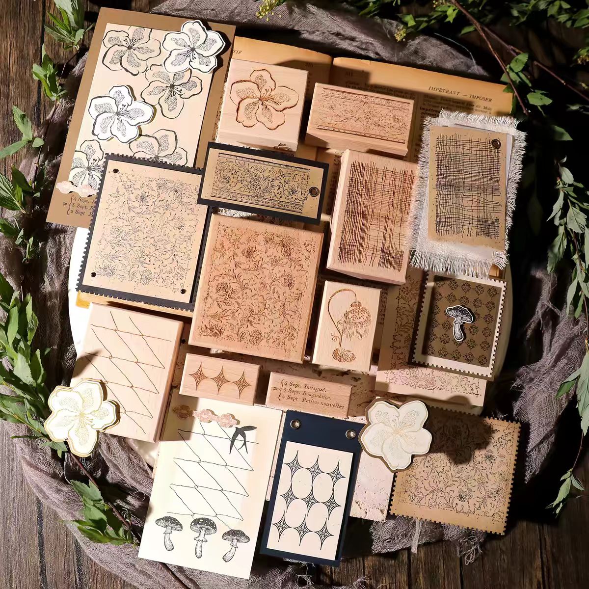 Vintage Wooden Rubber Stamp for DIY Craft & Journaling