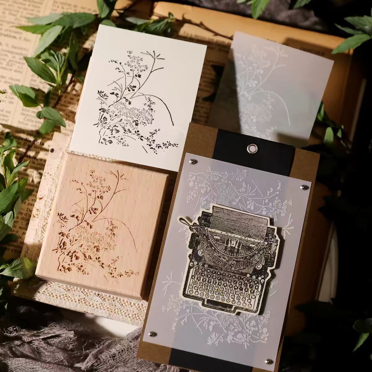 Vintage Wooden Rubber Stamp for DIY Craft & Journaling