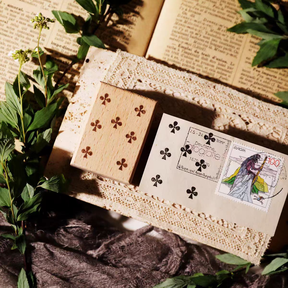 Vintage Wooden Rubber Stamp for DIY Craft & Journaling
