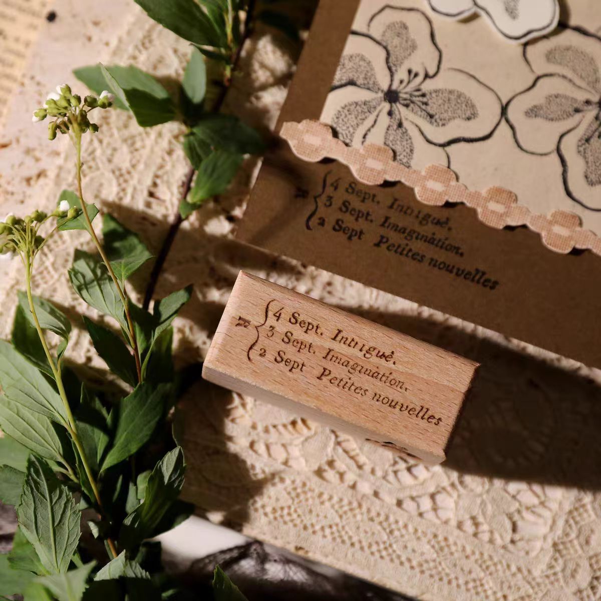 Vintage Wooden Rubber Stamp for DIY Craft & Journaling