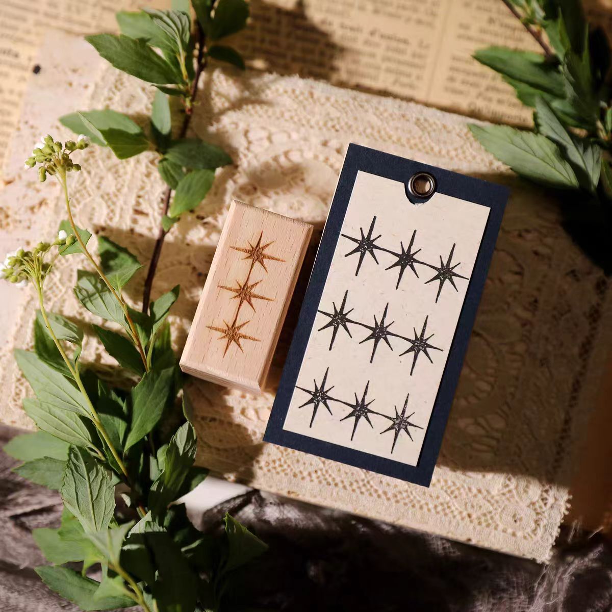 Vintage Wooden Rubber Stamp for DIY Craft & Journaling