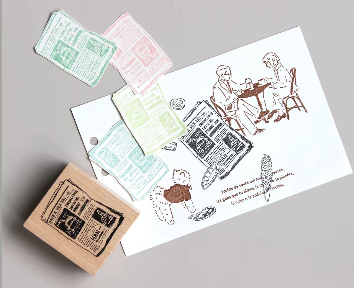 Vintage Wooden Rubber Stamp for DIY Craft & Journaling