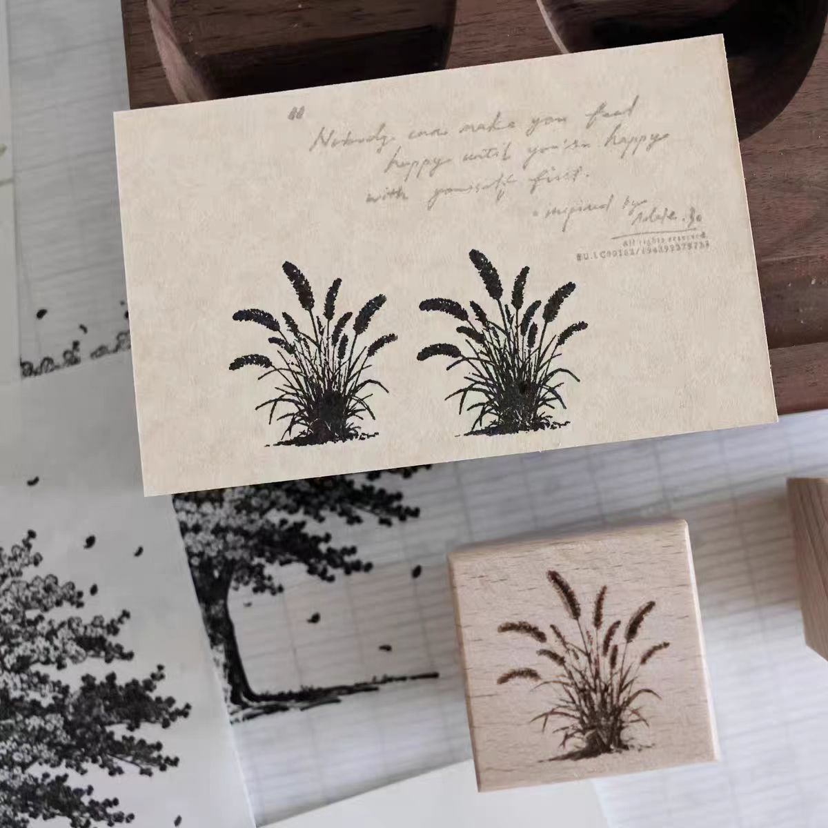 Vintage Wooden Rubber Stamp for DIY Craft & Journaling