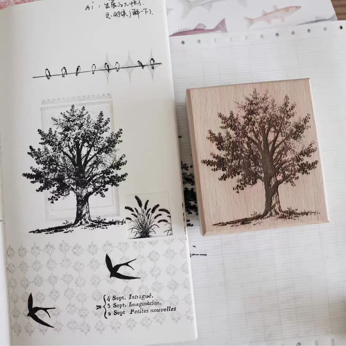 Vintage Wooden Rubber Stamp for DIY Craft & Journaling