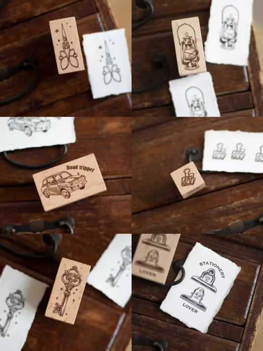 Vintage Wooden Rubber Stamp for DIY Craft & Journaling