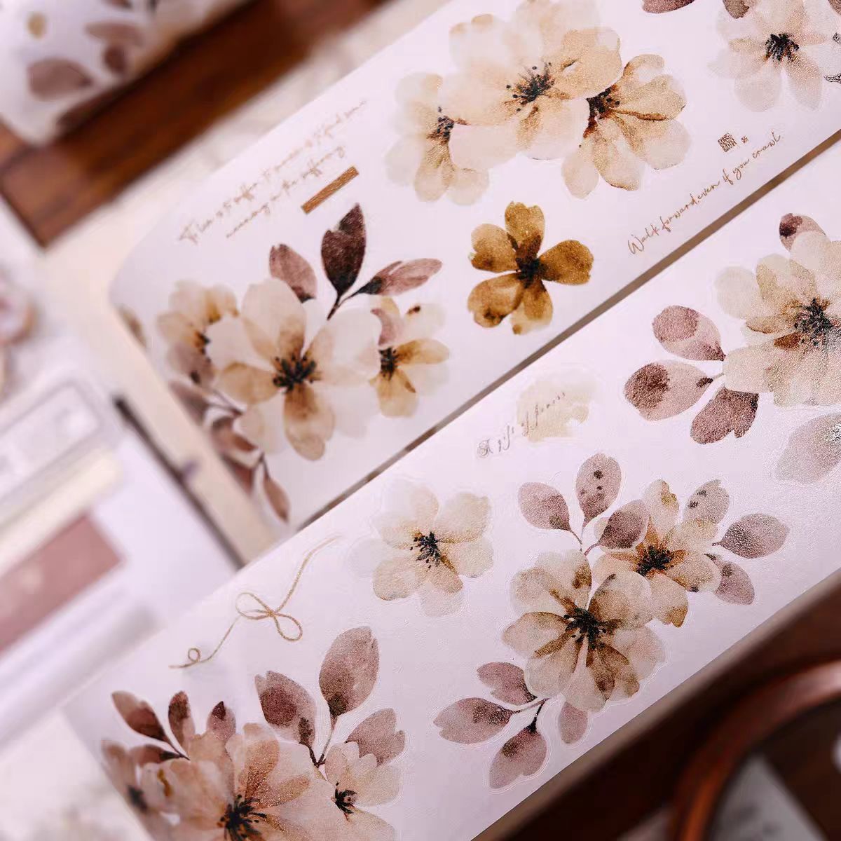 INS Style Pastel Flower Pre-Cut PET/ Washi Tape, Decorative Adhesive Tape for Scrapbooking, Bullet Journal, DIY Craft & Gift Wrapping (5.5cm*6m/roll)
