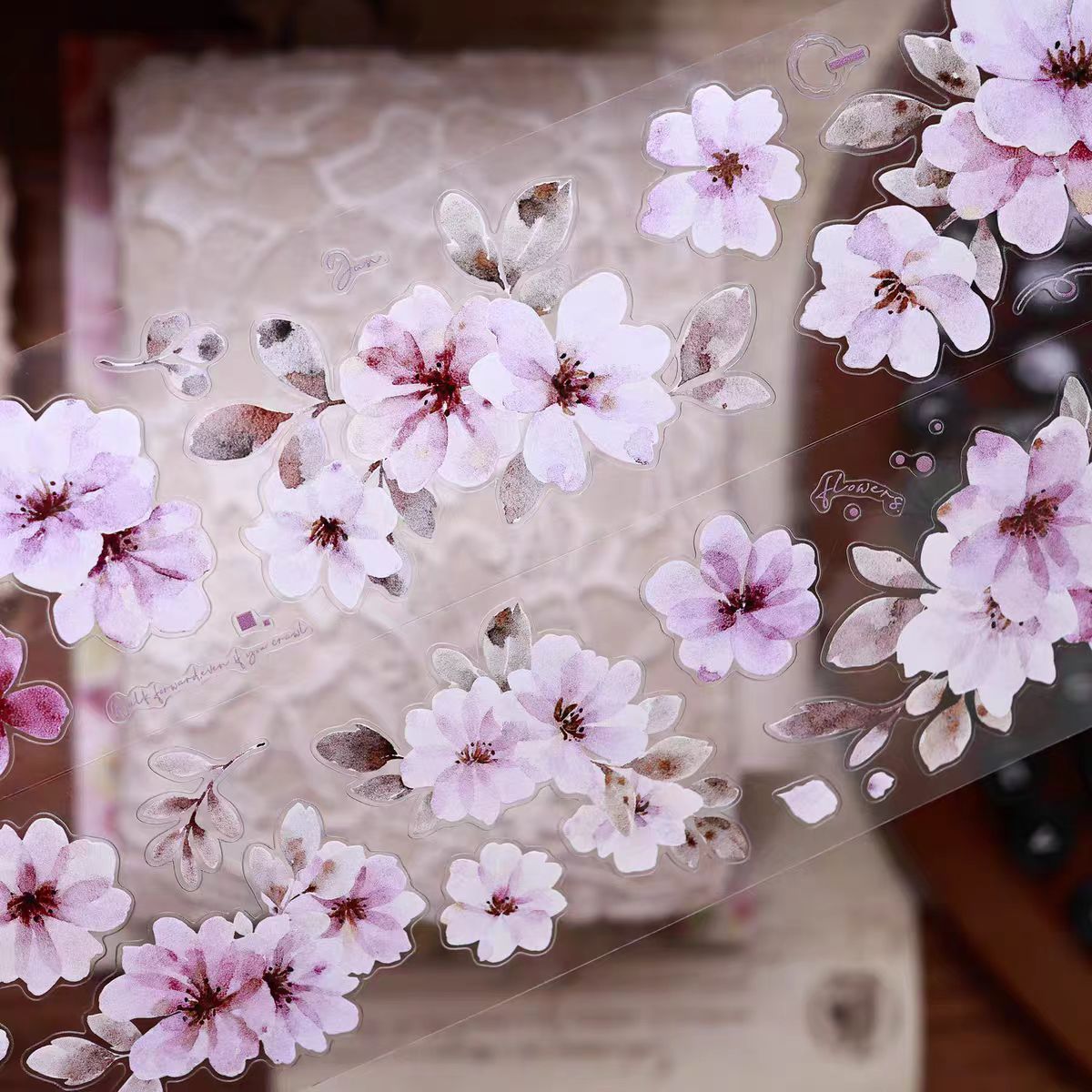 INS Style Pastel Flower Pre-Cut PET/ Washi Tape, Decorative Adhesive Tape for Scrapbooking, Bullet Journal, DIY Craft & Gift Wrapping (5.5cm*6m/roll)