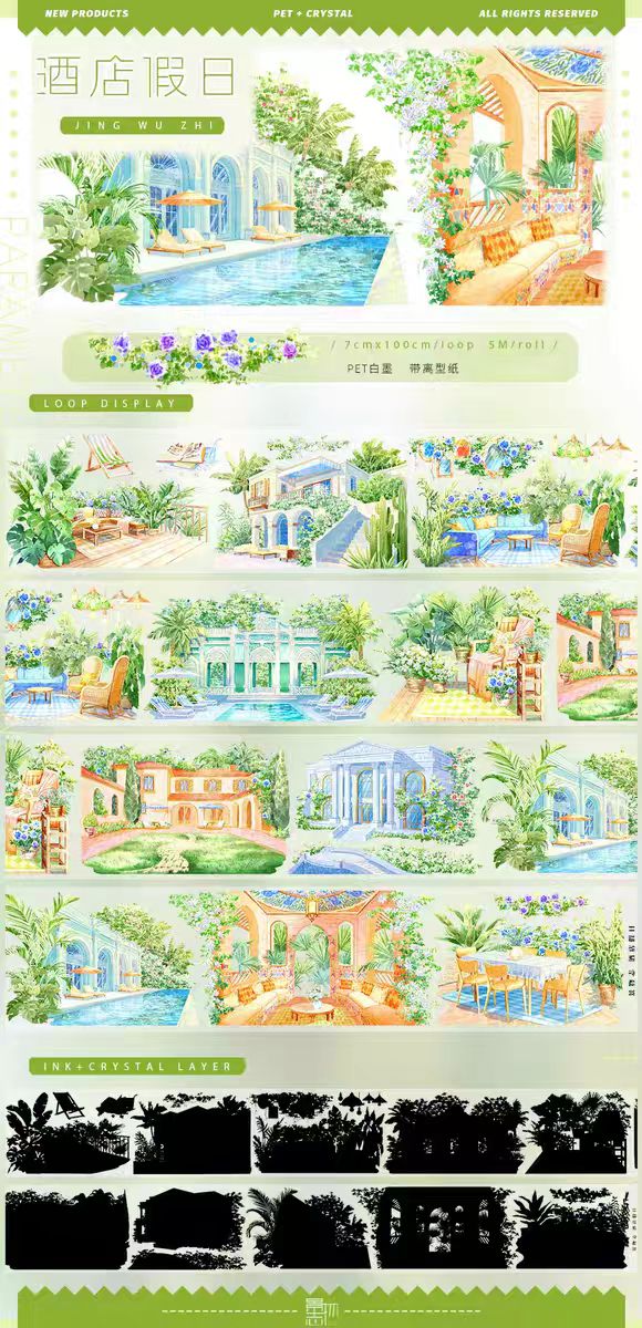 Nature Scenery Tape Landscape PET Tape for Journaling Scrapbooking DIY Craft (5m/roll)