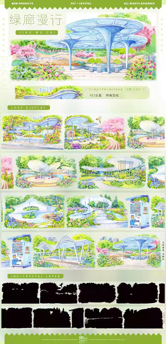 Nature Scenery Tape Landscape PET Tape for Journaling Scrapbooking DIY Craft (5m/roll)